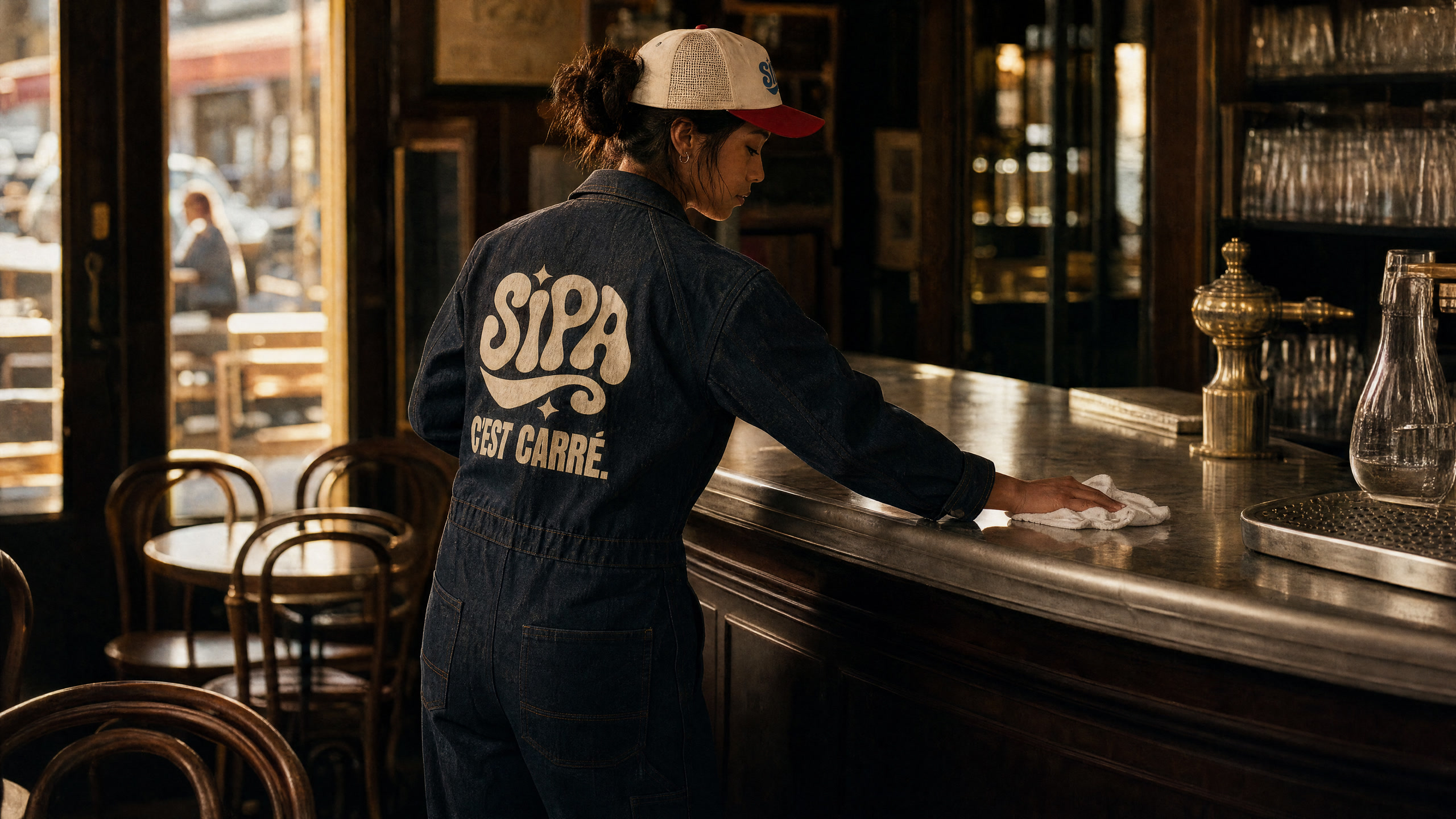 Le comptoir d'un bistrot repris avant l'ouverture