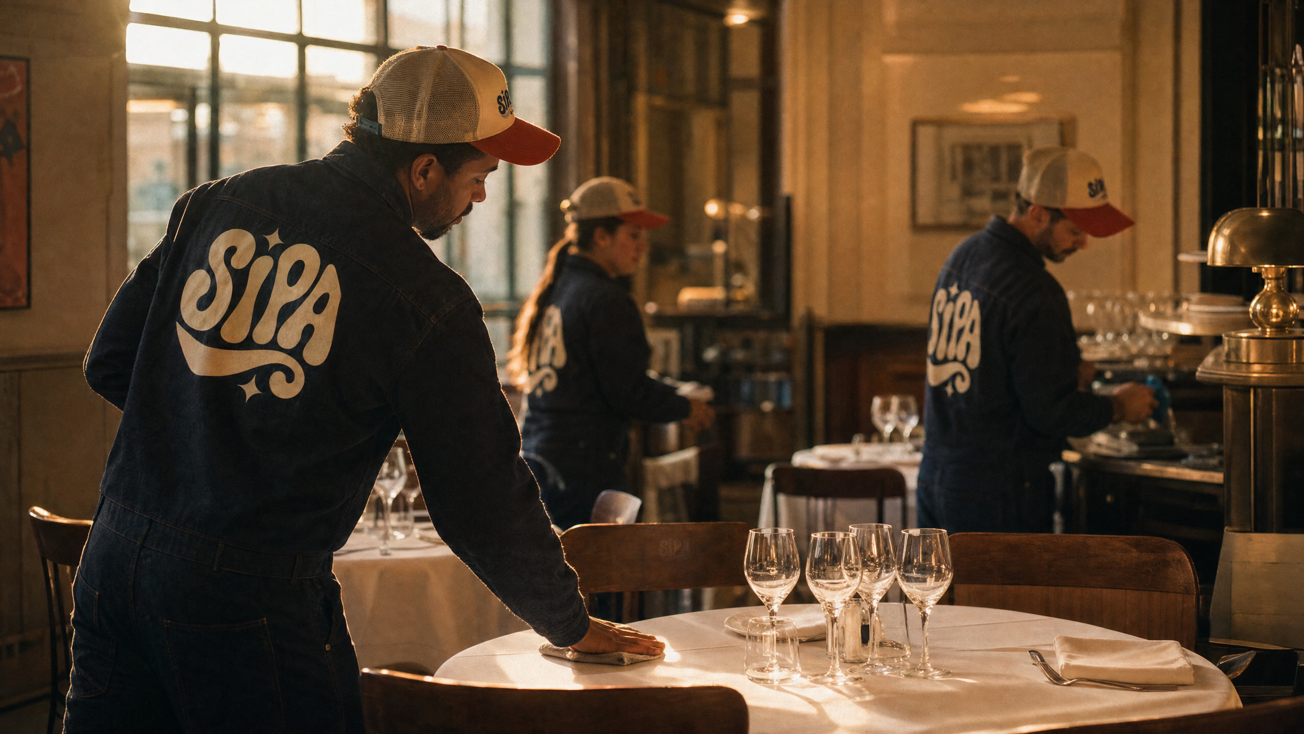 La brasserie finie, dressée pour le premier service